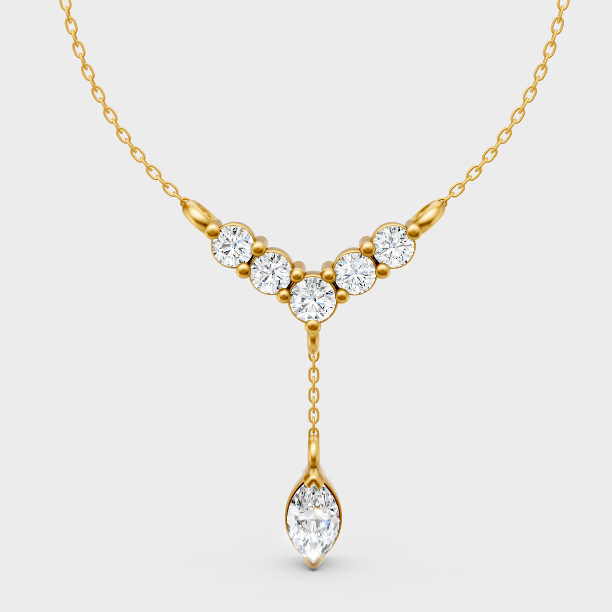 Sparkling Round Marquise Diamond Pendant Yellow Gold
